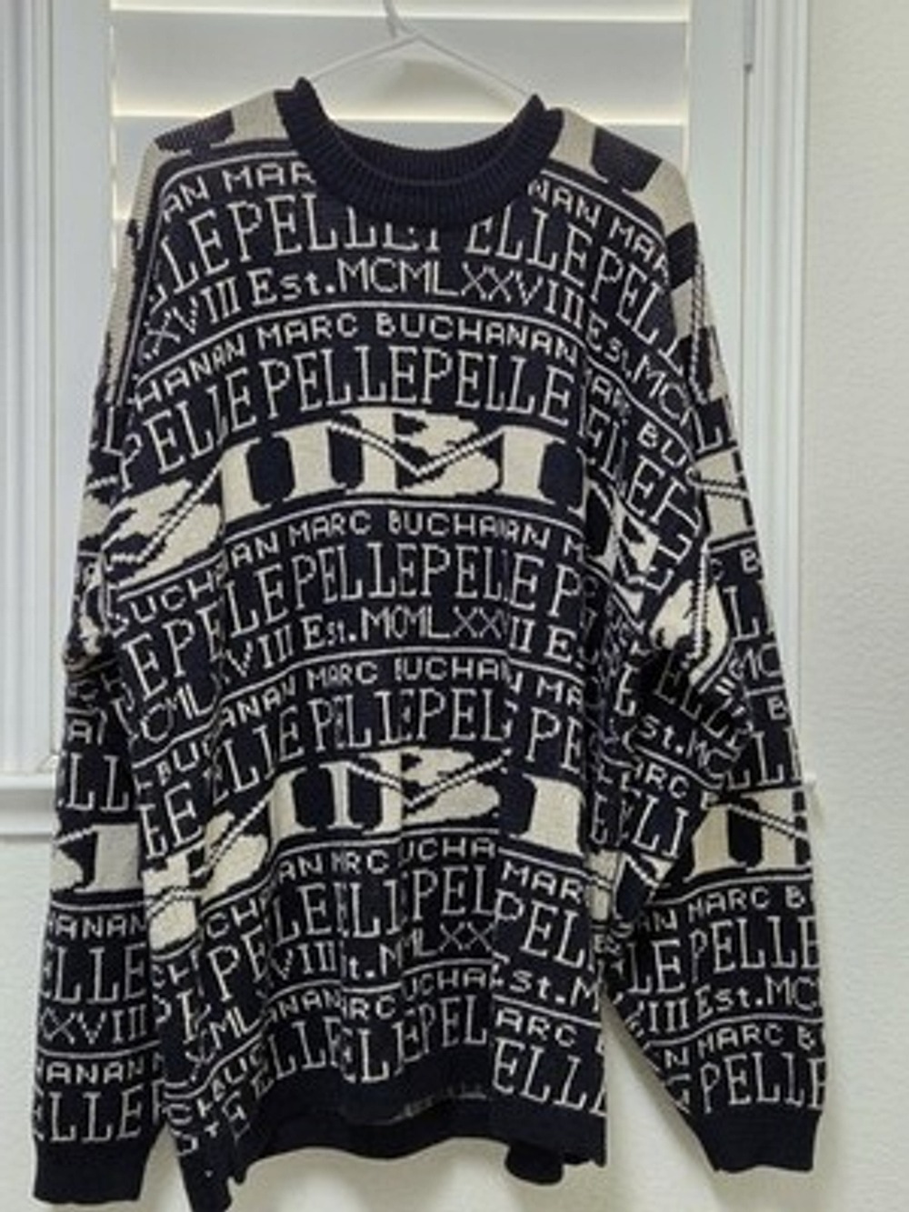Vintage Pelle Pelle Marc Buchanan Knit Sweater XXL Spellout Logo Y2K Hip Hop...